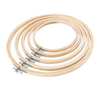 5Pcs 5 Sizes Round Bamboo Embroidery Hoop Circle Cross Stitch Hoop Ring for Craft Sewing,with Gold Eye Embroidery Needles,Handmade Art Craft