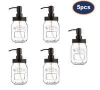 5Pcs 500Ml Kilner Glass Lotion Bathroom Shower Pump Liquid Bath Soap Dispenser