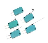 5pcs 5A 250V 125V NO + NC + COM 6.3mm 3 Pins SPDT 28mm 52mm Arc Roller Lever Touch Limit Switch(Black)