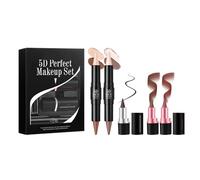 5Pcs 5D Makeup Set 2 In 1 Lip Liner And Lipstick Cream Highlighter Bronzer Stick Eyeliners Set For Womens Girls Contouring And Highlight Stick