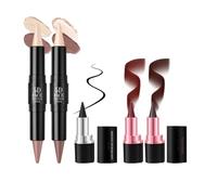 5Pcs 5D Makeup Set 2 In 1 Lip Liner And Lipstick Cream Highlighter Bronzer Stick Eyeliners Set For Womens Girls Duals Ended Cream Contouring Stick