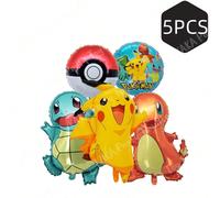 (5PCS) 5Pcs/Set Pokemon Balloon Set Pikachu Charmander Cartoon Aluminum Foil Balloons Party Decoration Props Toy Anime Birthday Party