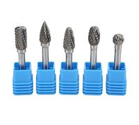 5pcs 6×10mm Double Cut Tungsten Carbide Rotary Burr File Set, Cylindrical Mounted Point - High Hardness Wear Resistance, Operation, Ideal for Industrial Machining an (ADEFG)