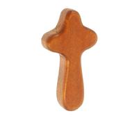 5Pcs 6.45x3.6cm Wooden Prayer Cross Christ Ornaments Holding Crosses Religious Charm Necklace Pendant Jewelry Making Gift