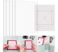 5PCS 6.5x8.5" Photopolymer Grip Mat with 10PCS Printed Guides for Stamping,Multi-Use Non-Slip Sticky Mats Fit In Stamp Positioning Tool for Card Making Hold Your Cardstock In Place When Stamping