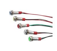 5pcs 6/8/10/12mm Waterproof Warning LED Metal Connector 3-6V 12-24V 110-220V Machine Car Working Red Yellow Blue Green White(WHITE,12-24V_5PCS_8MM)
