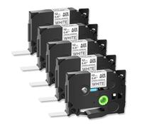 5Pcs 6 9 12 18 24mm Tack Acrylic Adhesive Label Tape Black On White Compatible with TZe S231 for PT 1010 Printers