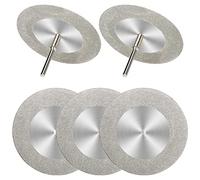5Pcs 60mm Diamond Cutting Disc Saw Blades Cut Off Wheels With 5Pcs Mandrel 1/8'' Shank Stone Blade For Rotary Tool Cutting Polishing Glass Tiles Marble Plastic Jade (60mm)