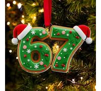 5pcs 67 Christmas Ornament, Funny Six Seven Acrylic Holiday Decorations Meme Gift for Christmas Tree Home Decor (5, Green)