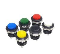 5PCS 6A/125VAC 3A/250VAC 16mm Momentary Push Button Switch R13-507 Momentary Round Switches BLACK RED GREEN WHITE BLUE YELLOW IDGTTLDF(Red,100PCS)