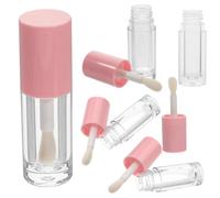 5pcs 6ml Pink Plastic Empty Lip Gloss Tubes for Lipstick | Body Design, Refillable Wand Style, Leak-proof Cover, Portable for Travel Use