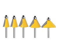 5pcs 6mm 8mm 12mm 1/4′′ 1/2′′ Shank Large 11.2 15 22.5 30 45 Degree Chamfer Bevel Edging Router Bit Wood(5PCS 12mm Shank)