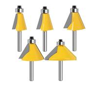 5pcs 6mm 8mm 12mm 1/4′′ 1/2′′ Shank Large 11.25, 15, 22.5, 30, 45 Degree Chamfer Bevel Edging Router Bit Wood(5PCS 6.35mm shank)