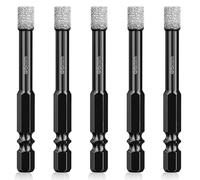 5PCS 6mm Dry Diamond Drill Bits Porcelain Tile Drill Bit Set Professional for Ceramic Granite Marble Tile (Not for Wood) Glass Hard Materials Round Shank with Wax Core for Cool Heat Dissipation