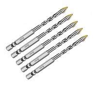 5Pcs 6mm Hex Shank Offset Eccentric Drill Bits - Multi-Material for Stone, Concrete, Tile, Steel, Marble, Glass