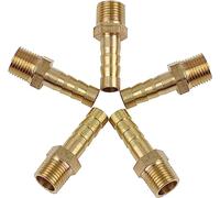 5pcs 6mm Hose ID x 1/8 Inch NPT Male Car Water Fuel Pipe Brass Hose Tail Barb Fitting Connector