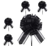 5pcs 7inch Large Pull Bows Wrapping Pull Bow Ribbon Black,Midnight Ribbon Pull Bows Gift Wrap Bows for Gift Wrapping Baskets Wedding,Valentine's,Birthday Gift,Christmas,Flower Decorations Pull Bows