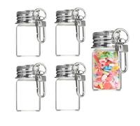 5PCS 7ml /0.23oz Small Glass Bottles Aluminium Cap Ornament Wishing Bottles with Key Chain Clasp Crafts Gift Pendants DIY Glass Jars Miniature Message Bottles