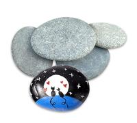 5PCS 8-12 cm Large Pebbles for Painting, Natural Painted River Rocks Flat Decorative Stones Gray Pebble Art for DIY Crafts Garden Decoration