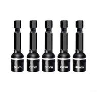 5pcs 8mm Hex Shank Socket Wrench Adapter For Electric Drill And Screwdriver, Strong Magnetic Nut Driver Holder Made Of Chrome Vanadium Steel For Auto Repair And Woodworking Diy Tools Black Finish