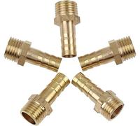 5Pcs 8mm Hose ID X 1/4'' NPT Male Pipe Car Brass Hose Tail Barb Fitting Connector for Joiner Air Water Fuel Pipe
