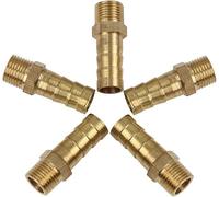 5Pcs 8mm Hose ID X 1/8'' NPT Male Pipe Car Brass Hose Tail Barb Fitting Connector for Joiner Air Water Fuel Pipe