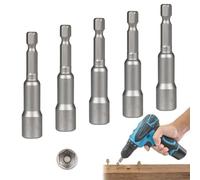 5Pcs 8mm Nut Driver Screwdriver Bits, 1/4 Inch Hex Shank Quick Change, 65mm Length, Magnetic Nut Setter Driver Drill Bit Set for Woodworking, Auto Repairing, Machine Maintenance, Furnitures Fix