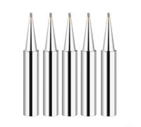 5pcs 900M-T Soldering Iron Tips Pure Copper Inner Core for Low Temp Welding Narrow Pitch Drag Soldering Repair Tools Silver 200-480C(900M-T-0.8D)
