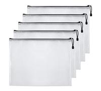 5Pcs A3 Plastic Wallets File Zip Bags A3 Document Folder A3 Mesh Zipper Pouch Document Bags Wallets for School Office Supplies, Travel Accessories Storage Bags