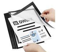 5Pcs A4 Self Adhesive Magnetic Display Frame A4 Magnetic Frames Magnetic Photo Pouch Window Paper Poster Holders Magnetic Frame Waterproof Info Pocket Holder for License Photos Notices Ads Documents