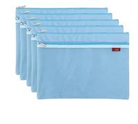 5PCS A4 Zip Files Bags Document Pocket of Oxford Cloth Double Layer Zippered for Office Supplies Cosmetic Travel Accessories Blue