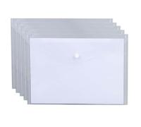 5PCS A5 Plastic File Bag, Transparent Document Folder Waterproof, Plastic Envelopes Wallet with Snap Button for School Home Office, White
