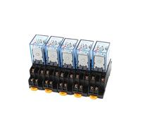 5Pcs AC 110V/120V 5A Coil DPDT 8Pins Red Light General Purpose Power Relay W Base MY2NJ(DC 24)