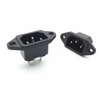 5Pcs AC 250V 10A 3P IEC320 C14 AC-04 Male Plug Panel Screw Power Inlet Sockets Receptacle Connector IDGTTLDF