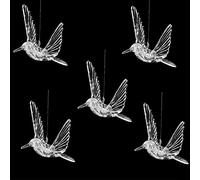 5Pcs Acrylic Birds Decorative Ceiling Hanging Ornaments Clear Hummingbird Christmas Ornaments Stage Wedding Decoration Home Decoration