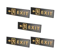5pcs Acrylic Left Arrow Exit Sign Sticker for Office and Business | Self Adhesive Vertical Panel, Indoor Outdoor Use, Weatherproof Print, Graphics, Black Finish