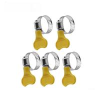 5pcs Adjustable Hose Clamps Set, 10-38mm Stainless Steel Pipe Clips with Yellow Plastic Handle, Reusable for Worm Gear Clamps for Water Air Fuel Silicone Hoses(16-25mm)