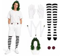 5PCS Adult Men Green Wig Factory Worker Costume Accessories for Halloween
