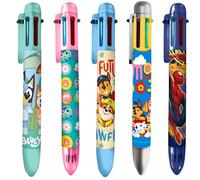 5Pcs Adventure Squad 6-in-1 Retractable Ballpoint Pen - Multicolor Fine Point Ink - Durable & Fun Kids Writing Pen for School & Travel
