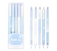 5pcs Aesthetic Gel Ink Rollerball Pens Retractable Ballpoint Pens Black Ink Pens Set, 0.38mm & 0.5mm Gel Pens Stationary Supplies, Fun Colourful Designs Writing Drawing School Office Diary