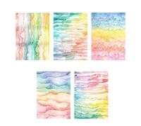 5Pcs Aesthetic Watercolor Sticker Removable Paper Sticker for Scrapbooking Journaling Phone Photo Album Guitar Wrapping Craft for Travel