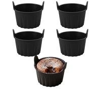 5PCS Air Fryer Egg Poacher, Silicone Egg Poacher Moulds, Grade Reusable Baking Cups, Multi-Use Ramekins for Poached Eggs, for Souffle Dishes Muffin Cupcakes Custard and Pudding (Black)