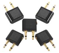 5pcs Airline Headphone Adapter Audio Jack to Plug Connector Portable Abs and Zinc Alloy Material for In-flight Use Enhancing Sound Quality Plane Headphone Adapter