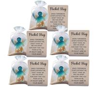 5Pcs Angel Pocket Hug in Memory of the Dead, Emotional Grief Support Beach Themed with Card, Angel Statue Sympathy Gifts for Memorial, Express Condolences for Loss of Loved One