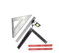 5Pcs Angle Ruler Set 30cm Stainless Steel Cast Aluminum Triangle 7" Rafter Square with Scaled Pencils for Carpentry Leather Cutting