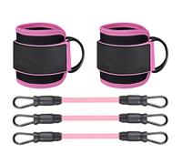 5PCS Ankle Resistance Bands with Cuffs, 10lb 20lb 30lb Stretchy Breathable Straps with D Rings, Adjustable Fitness Equipment for Women Men