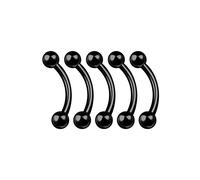 5PCS Anodized Black Curved Barbell 16g 5/16 8mm 3mm Ball Eyebrow Rook Cartilage Tragus Earrings Daith Piercing Jewellery 4901