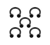 5PCS Anodized Black Horseshoe Circular Barbell 14g 5/16 8mm 4mm Ball Daith Rook Helix Earrings Septum Piercing Jewellery 4986
