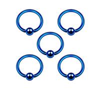 5PCS Anodized Dark Blue Captive Hoop Ring 14g 3/8 10mm 4mm Ball Cartilage Tragus Nose Earring Eyebrow Piercing Jewellery 5065