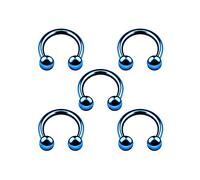 5PCS Anodized Dark Blue Horseshoe Hoop 14g 5/16 8mm 4mm Ball Cartilage Septum Nose Lip Earring Tragus Piercing Jewellery 4989